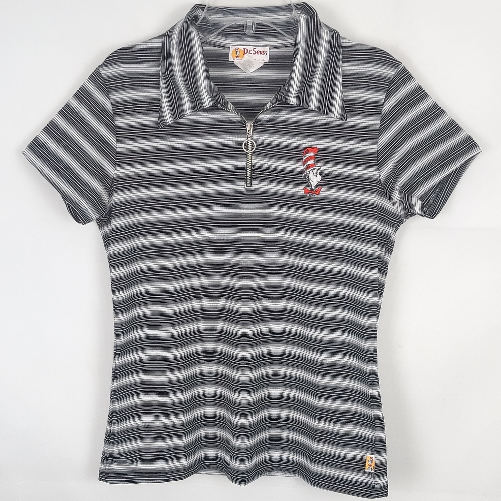 1994 Vintage 90's Dr. Seuss Cat in the Hat Polo Shirt Womens M Preppy Kidcore